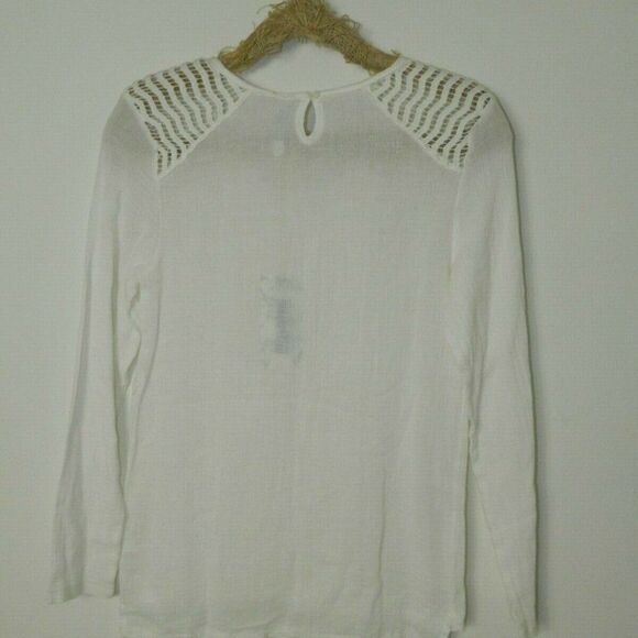 Monoreno Boutique Blouse Ivory Embroidered Peasant Small‎ - Picture 2 of 9